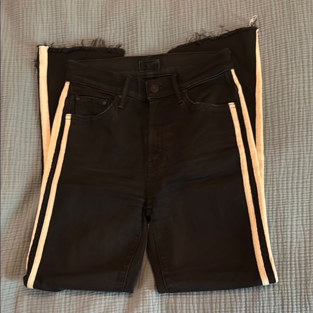 Mother Insider Crop with White Stripes, Size 24